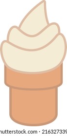 Simple vector image with waffle cone with soft ice cream