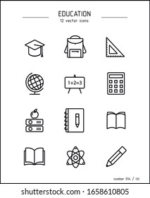 Simple vector images of school, university and education.