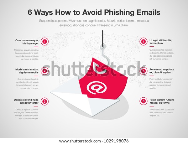 Simple Vector infographic for 6 ways how to\
avoid phishing emails template isolated on light background. Easy\
to use for your website or\
presentation.