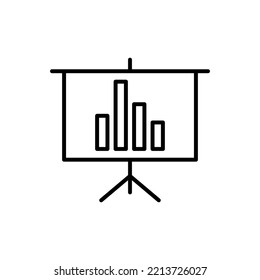 Pictograma simple vectorial aislado dibujado con línea delgada negra. Acto editable para sitios web, anuncios, tiendas, tiendas. Icono de línea de vector de la barra de progreso en la placa de presentación 