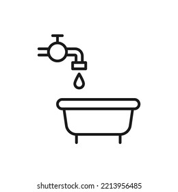 Pictograma simple vectorial aislado dibujado con línea delgada negra. Acto editable para sitios web, anuncios, tiendas, tiendas. Icono de la línea del vector sobre el baño 