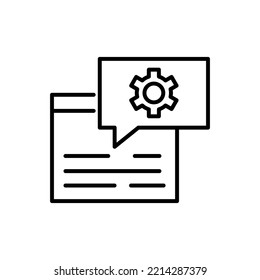 Simple vector isolated pictogram drawn with black thin line. Editable stroke for web sites, adverts, stores, shops. Vector line icon of gear in box by web site 