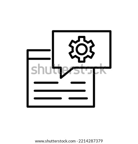 Simple vector isolated pictogram drawn with black thin line. Editable stroke for web sites, adverts, stores, shops. Vector line icon of gear in box by web site 