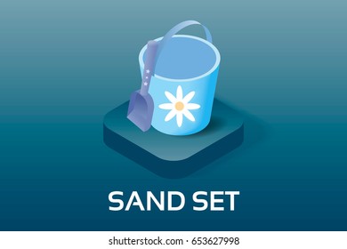 Simple Vector Isometric Baby and Pregnancy Icons. Bucket and shovel toy. Vector symbol isometric style icon.
