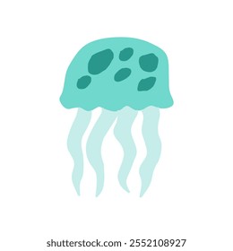 Simple vector of jellyfish With a round body with tentacles hanging down.