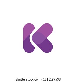 simple vector K letter in purple color