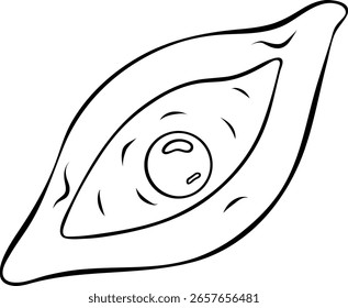 simple vector khachapuri icon, Georgian national cuisine, black and white hand-drawn icons