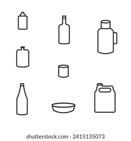 simple vector kitchen Appliance and bottle awesome line icons vector set bundle