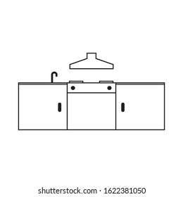 Simple vector kitchen illustration on isolated background.