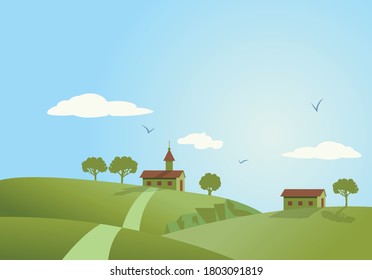 Simple vector landscape illustration, vector illustration