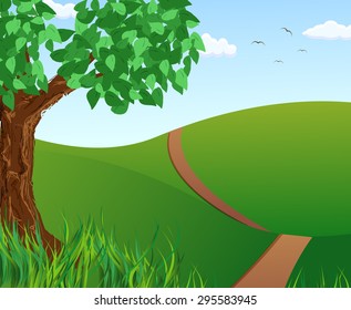 Simple vector landscape with tree