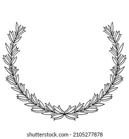 simple vector Laurel wreath vintage Baroque marco borde dibujado con negro sobre fondo blanco