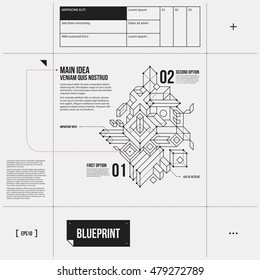 Simple vector layout with abstract outline object in draft style. EPS10