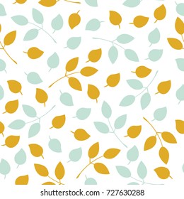 Simple vector leaves pattern. Autumn leaves seamless pattern on white background