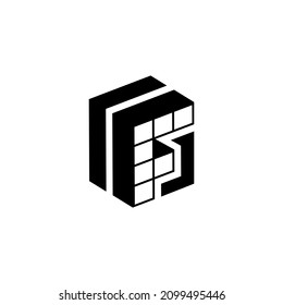 simple vector letter F abstract 