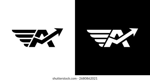 simple vector letter A wings logo