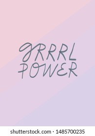 Simple vector lettering. Feminist inscription on gradient pink background