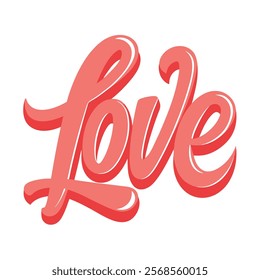 Simple Vector Lettering "Love" Isolated on White - Vector Illustration

