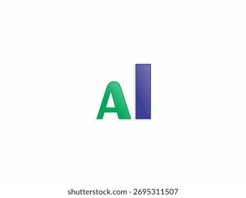 Letras vetoriais simples "A" e "I" em verde e azul, respectivamente.