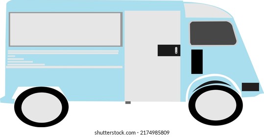 simple vector light blue van