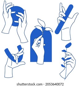Simple Vector Line Art Hands 