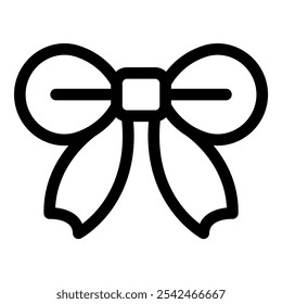 Simple vector line art icon of a big retro ribbon bow, perfect for representing celebrations and special occasions