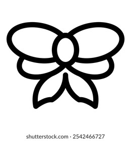 Simple vector line art illustration of a large bow tie, perfect for representing celebrations, joy, and happy occasions