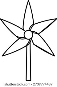 Una simple ilustración de arte de línea de Vector de un molinete, adecuado para materiales educativos y Diseños gráficos.