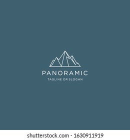 simple vector line art mountain landscape logo