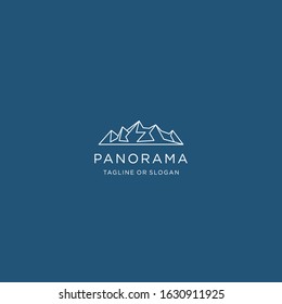 simple vector line art mountain landscape logo