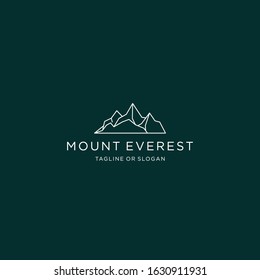 simple vector line art mountain landscape logo