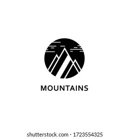 simple vector line art mountain landscape logo set