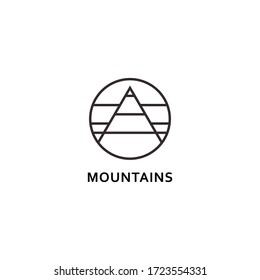 simple vector line art mountain landscape logo set