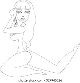 Simple vector line art of a sexy woman.
