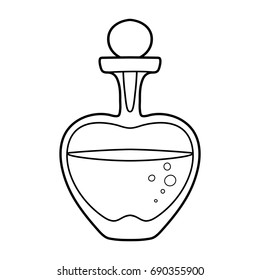 Simple vector line drawing of a glass vial with liquid inside.