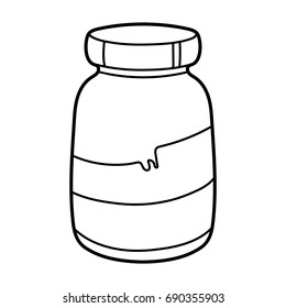Simple vector line drawing of a small jar with a label.