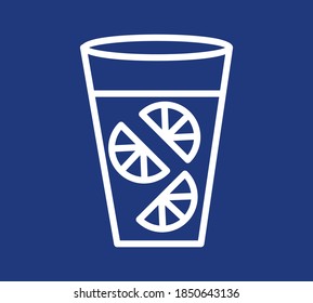 simple vector line glass of lemonade icon