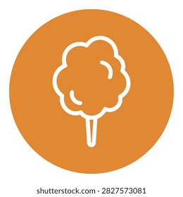 Simple vector line icon of cotton candy in an orange circle