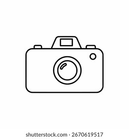 ​A simple vector line icon depicting a camera.