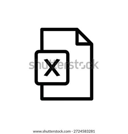 Simple vector line icon illustrating canceled or corrupted file format cross mark sign warning system alert concept message.