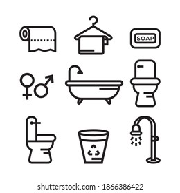 Simple vector line image of toilet icon