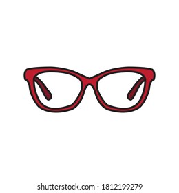 Simple vector line optical glasses icon and logo design