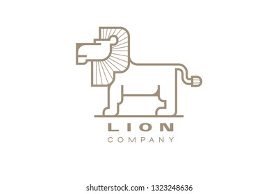 Simple vector line silhouette standing lion logotype. Eps8. RGB. Global color