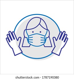 A simple vector linear icon associated with safety instructions during a coronavirus pandemic.