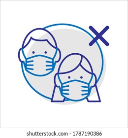 A simple vector linear icon associated with safety instructions during a coronavirus pandemic.