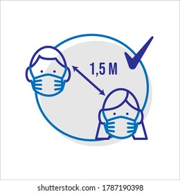 A simple vector linear icon associated with safety instructions during a coronavirus pandemic.