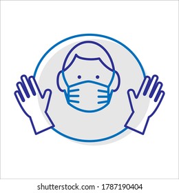 A simple vector linear icon associated with safety instructions during a coronavirus pandemic.