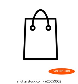 Simple vector linear image of a shopping bag for products or things, a line icon, a flat style.