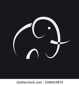 Simple vector logo abstract elephant on black background