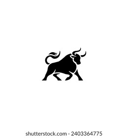 Einfaches Vektor-Logo-Bull-Symbol, schwarz-weiß auf weißem Hintergrund